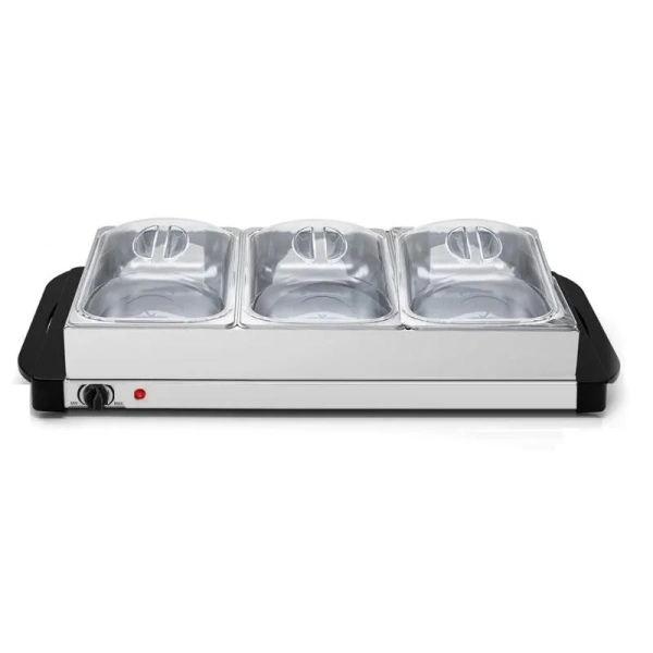 Buffetwarmer met kookplaat voor het warmhouden van gerechten tijdens feestjes en diners. Perfect voor het serveren van warm eten.