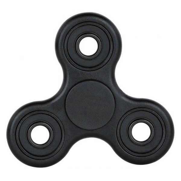 Een zwarte fidgetspinner met glanzende afwerking en metalen lagers voor urenlang stressverlichtend speelplezier.